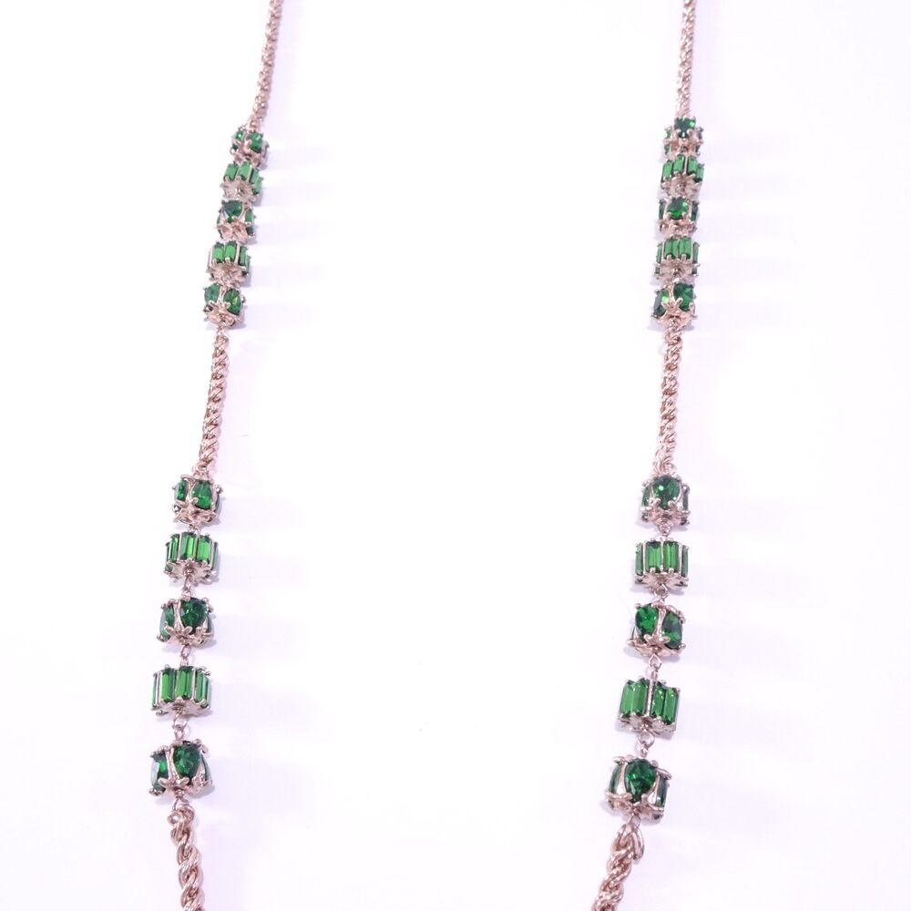 Neiman Marcus Rose Gold Chain Necklace with Green Gem Accents - Picture 4 of 9